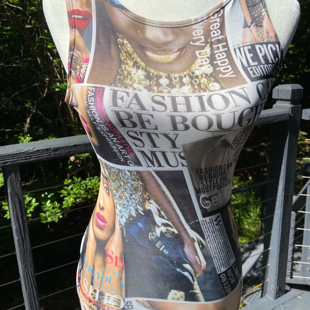 Unique skin tight fashion magazine dress